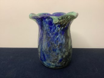 Blue/teal/green Toned Murano-styled Glass Vase