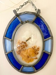 Lovely Stained Glass Wall Hanging With Infused Shadow Box Of Dried Flowers