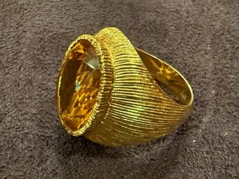 Vintage Italian 18K Gold & Citrine Ring
