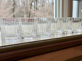 Fabulous Set Of Six Crystal Lowball Or Rocks Glasses With Fluted Pattern