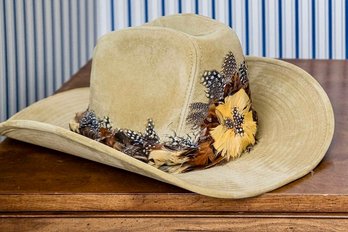 Boot Hill Vintage Leather Cowboy Hats With Pheasant Feather Band (1 Of 2)