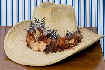 Boot Hill Vintage Leather Cowboy Hats With Pheasant Feather Band (2 Of 2)