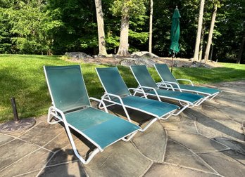 Four Telescope Casual Lounge Chairs With Umbrella