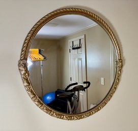 Vintage Carved And Gilt Circular Mirror