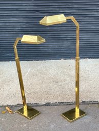 Vintage Pair Of Geometric Brass Floor Lamps