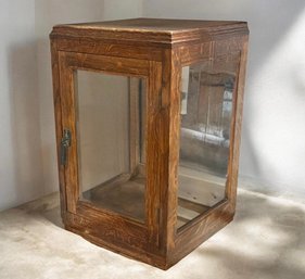 Antique Oak Glass Display Cabinet / Countertop Curio
