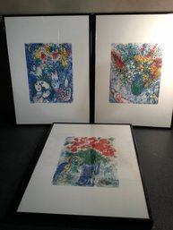 Abstract Floral Prints By Marc Chagall Lot Of 3