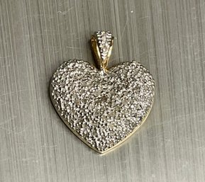 Gold And Diamond Pave Heart Pendant