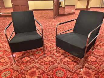 Pair Of Black And Chrome Chairs