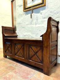 Rustic Vintage Country Pew Bench With Lift Top  (LOC F:2)