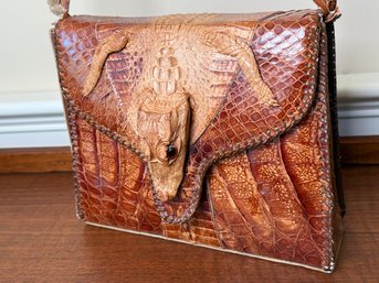 Vintage 1950s Genuine Alligator Leather Bag