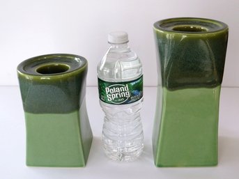 Vintage Partylite Two Tone Ceramic Block Candle Holders Set Of 2