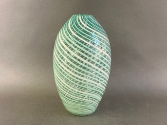 Swirl Glass Signed Vase
