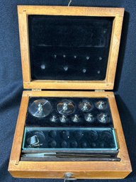 Vintage Scientific Calibration Weights In Wooden Case.
