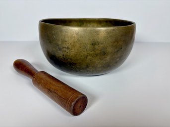 Tibetan Brass Singing Bowl With Wooden Implement