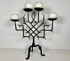 French Tri-Footed Wrought Iron Candleholder