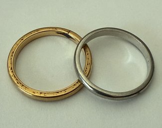 Two Rings: 14K Gold Band & A Platinum Band, Size 5.25 & 4.75