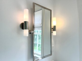 A Restoration Hardware Lugano Polished Nickel Pivot Mirror - Bath 2B - 1 Of 2