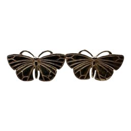 (B53) Sterling Silver Reflective Butterfly Stud Earrings