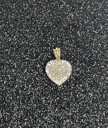 Diamond And Gold Pave Heart Pendant
