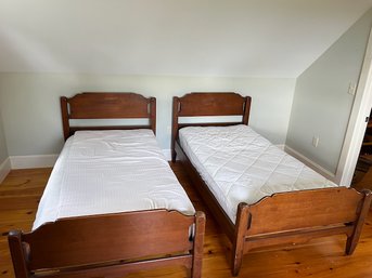 Pair Of Vintage Twin Maple Beds And Mattresses