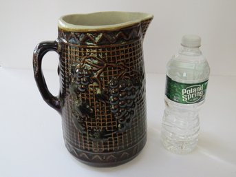 Antique Rockingham Glaze Climbing Grapevine Pitcher