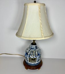 Blue & White Porcelain Birdcage Boudoir Lamp