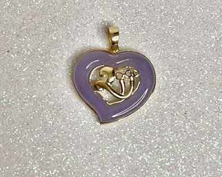 14k And Jade Heart Pendant
