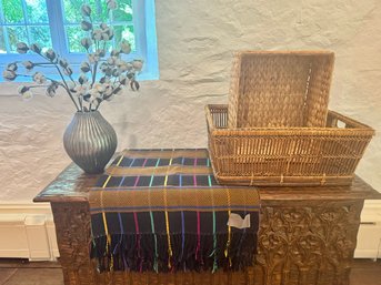 Vintage Basket & Blanket, Vase Grouping (LOC: F2)