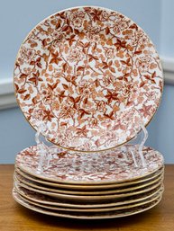 Vintage Dishware In Rust-brown Chintz By Wileman & Co. Foley Potteries, England