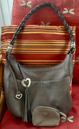 Like New 2 Pcs BRIGHTON BARBADOS Pebbled Leather Shoulder Bag W/Heart Coin Pouch