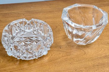 Orrefors Crystal Bowl And Additional Cut Crystal Ashtray