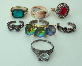Lot Of Seven Costume Rings (7)