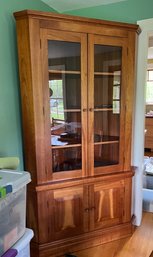 Lighted Custom Made Cherry Corner Cabinet
