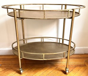 Metal 2-Tier Bar Cart On Wheels