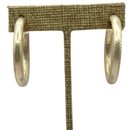 (A141) Sterling Silver Thick Textured Hoop Earrings