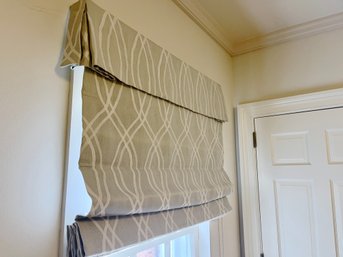 A 40 Inch Light Gray Trellis Pattern Waterfall Shade