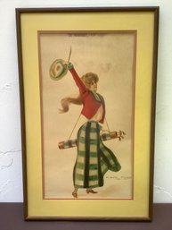 Signed Painting Of Woman Going Golfing