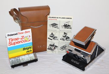 Vintage Polaroid SX-70 Folding Land Camera With Original Leather Carrying Case
