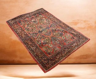 Antique Hand-Knotted Persian Sarouk Floral Wool Rug  ~ 60 3/4' X 41 1/2' ~