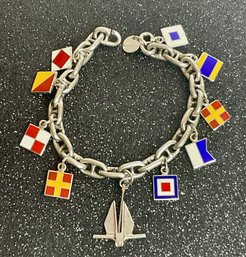 Nautical Flag Silver Charm Bracelet