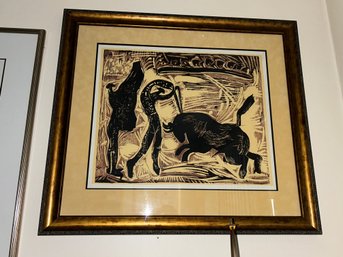 RARE Original 1960 PABLO PICASSO Linocut Engraving- Titled 'LES BANDERILLES' - 3rd Party Shipping