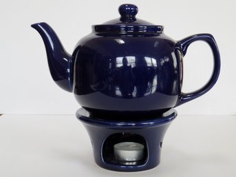 Old Amsterdam Porcelain Works Royal Blue Tea Pot With Warmer