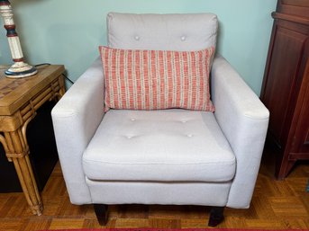 Modern Upholstered Tufted Arm Chair With Decorative Pillow, 2 Of 2