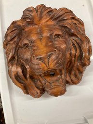 Carved Wood Lion Wall Hanging