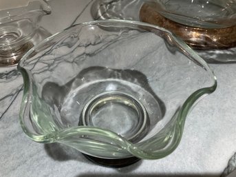 3 Glass Silver Base Serving Bowls