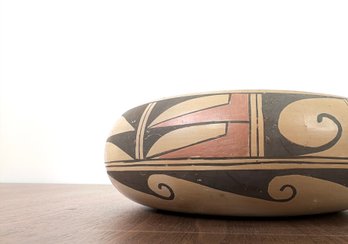 Hopi-Tewa Pottery Bowl By Bertha Tungovia  Polacca AZ