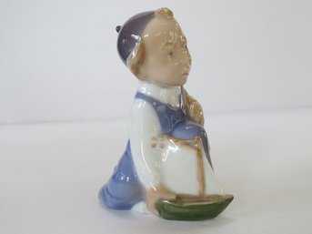 Royal Copenhagen 1950s Figurine Boy With Sailboat No 3272 Denmark