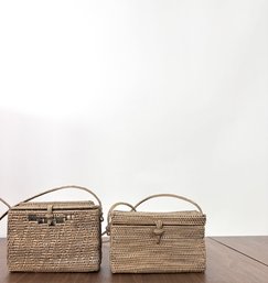 Woven Hinged Top Box Purse Pair
