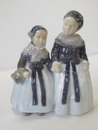 Royal Copenhagen Denmark Porcelain Figurine 1316 Amager Girls - 7 1/2' Tall